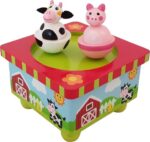 Houten muziekdoos dansende boerderijdieren | 8719348000352
