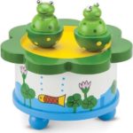 Houten muziekdoos dansende kikkertjes | 8719348000024 Houten muziekdoos dansende kikkertjes | 8719348000024