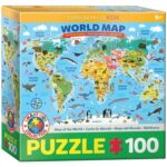 Illustrated map of the world 100 stukjes