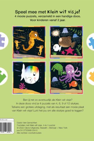 Puzzelen met Klein wit visje. 4-in-1-puzzel